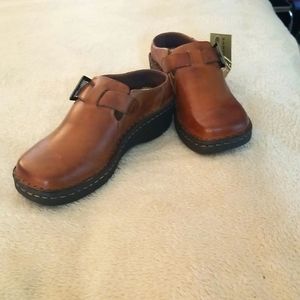 Brown Leather Clogs